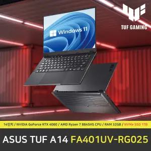 ASUS TUF gaming A14 FA401UV-RG025 노트북 / 윈도우11 설치 / RAM 32GB / NVMe SSD 1TB