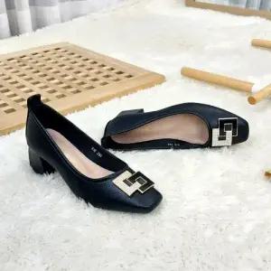 [제이시]제이시 발볼넓은 소가죽 5cm 큐빅 리본 여자구두 K228