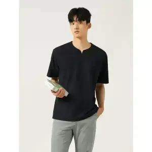 [빈폴] 메쉬 슬릿넥 반소매 티셔츠 블랙 (BC5742C025)