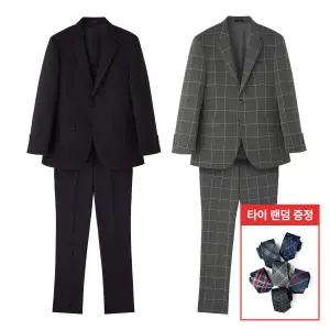 [롯데백화점]맨잇슈트 남성 울혼방 체크 수트 포멀핏 스트레치 정장 (340_343) + 타이증정