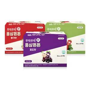 참앤들황토농원 이유케어스 무럭무럭 홍삼튼튼 딸기/사과/포도 80ml 3종 5포 벌크 (실속포장)