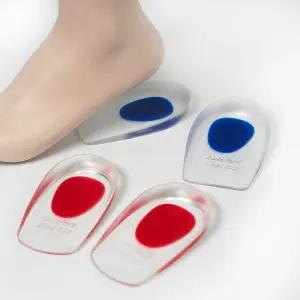 (색상:레드)투명 실리콘 발뒤꿈치 깔창 족저근막염 듀얼칼라 충격쿠션 패드 물집방지 받지 쿠션 구두 신발