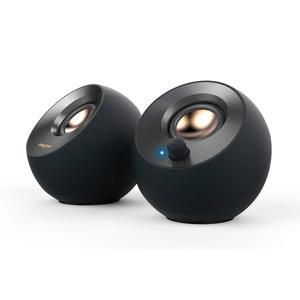 크리에이티브 페블 V2 - 미니멀리즘 2.0 USB-C 전원 데스크톱 스피커, 3.5mm AUX-in, 컴퓨터 및 노트북용 최대 8W RMS 전원, 타입-A 어댑터 포함 확장 케이블(블랙)