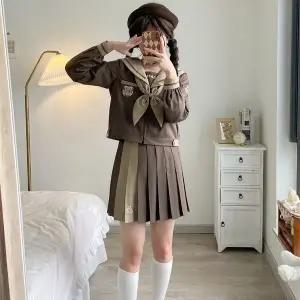 TC 교복몰 카푸치노 브라운 캣카페 마린 세라복 긴팔세트 (WFJ8HQM)
