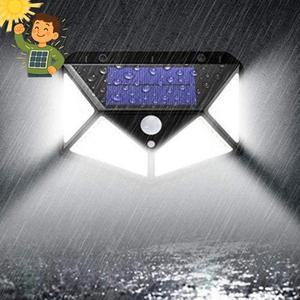 KC인증 태양광충전식 LED센서등 IP65방수 1800mAh LED100개 야외 정원등 외부벽등