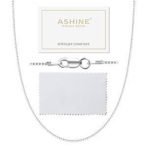 ASHINE 925 여성용 스털링 실버 박스 체인 목걸이, 1mm 0.8mm 이탈리아 체인, 고급스럽고 견고한 은색