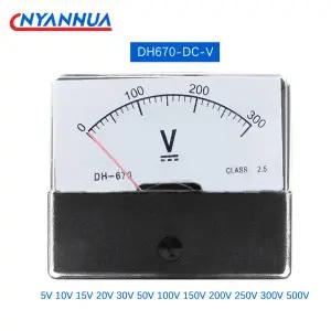 DH-670 포인터 아날로그 DC 전압계 5V 10V 15V 20V 30V 50V 100V 70x60mm 정확도 2.5 0-500V