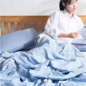 홑이불 여름 시원한 D 시어서커 초경량 블루 Q