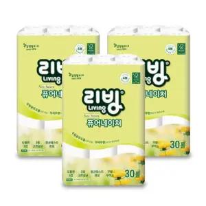 리빙 퓨어네이처 화장지 3겹 30롤X3개