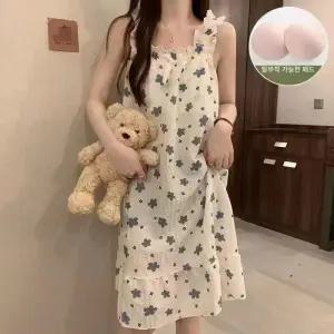 가든 골프가운 샤워가운 빅사이즈 플라워 면잠옷