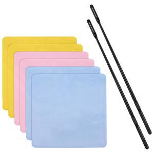 숑블루 플루트 클리닝 키트 - 막대 2개, 천 6개, 면봉 및 연마 천(핑크, 옐로우, 블루, 20x20cm)