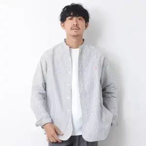 단톤(DANTON) 남성 옥스포드 밴드 칼라 스트라이프 긴팔 셔츠