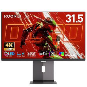 쿠루이 32인치 게이밍 모니터, 4K UHD 240Hz 0.03ms 컴퓨터 모니터, OLED 디스플레이, 어댑티브싱크, 틸트/피봇/스위벨/높이 조절 가능, 99% DCI-P3, HDR 트루 블랙 400, 디스플레이포트&HDMI, 타입-C, VESA