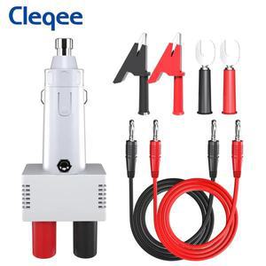 Cleqee-악어 클립 4mm 바나나 플러그  리드 P90025 담배 라이터 플러그-듀얼 암 소켓 어댑터 12V 10A