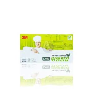 3M 니트릴 위생장갑 흰색 M 100매 X 5개 주방장갑/실리콘/장갑/실험용/라택스/수술용/미용/나트릴/위생/니