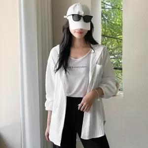 [핑크시슬리] 베니즈 엠보링클 스판 박스 롱 후드셔츠