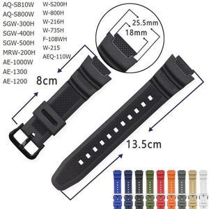 CASIO AE1200 / 1300 W-219 용 18mm 시계 스트랩 교체 실리콘 고무 밴드 남성용 손목 팔찌 액세서리