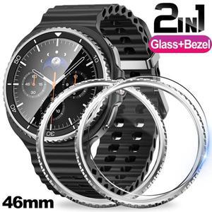 삼성 갤럭시 워치 8 클래식 46mm 메탈 베젤 (스크린 보호 필름 포함) 스테인리스 스틸 & 강화유리