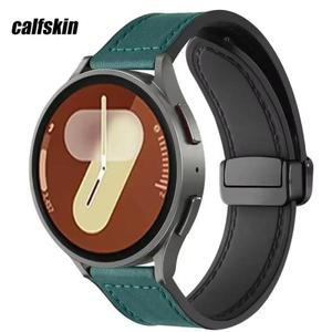 삼성 갤럭시 워치 4 5 6 7/6클래식 40mm/44mm 마그네틱 가죽 실리콘 스트랩 팔찌 HUAWEI watch5 gt 2e 3 밴