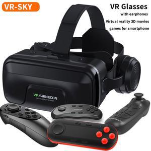 VR 헤드셋 고글 안경 기기 가상 현실 3D 상자 헬멧 G04EA 이어폰 포함 영화 IOS 안드로이드 4.7 6.5인치 스마트폰용