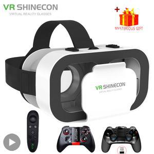 VR 헤드셋 고글 안경 기기 Shinecon 3D 가상 현실 Viar 장치 휴대 핸드폰 용 스마트 헬멧 모바일 폰 뷰어