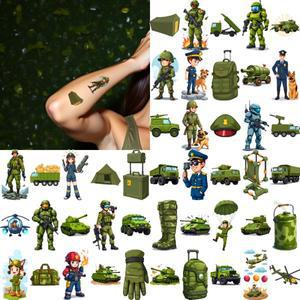 63pcs 일회용 문신 군인 스티커 방수 오래 지속되는 바디 차량 만화