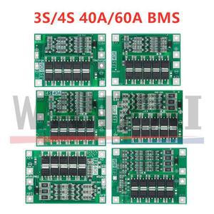 3S 4S 40A 60A 이온 배터리 충전기 보호 보드 드릴 모터 용 18650 BMS 11 1V 12 6V/14 8V 16 균형 향상
