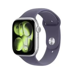 애플워치 11 셀룰러 46mm 실버 알루미늄 케이스 퍼플 포그 스포츠 밴드 (SM) MFCP4KH/A