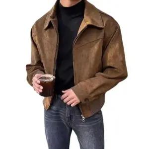 남성 숏스탠드 카라자켓 가죽 인조가죽 S-3XL 남성용 라이더
