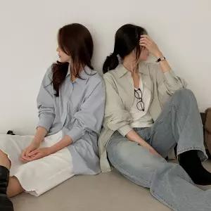 [제작] [컬러기획] 팔레트 리얼루즈 언발 롱 셔츠 83890 빅사이즈 여성의류