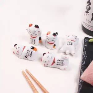 마네키네코 수저받침대 5P 세트 젓가락 숟가락 받침 고양이 식탁 장식_22857255