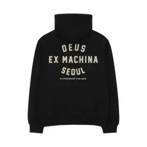 [정품 보증] Deus Ex Machina Seoul College Hooded Jacket Black 데우스 엑스 마키나 서울 컬리지 후드 자
