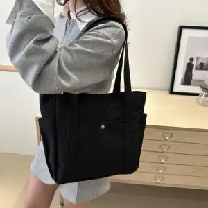 [라일리] Rly 대형 무지 캔버스백 튼튼한 지퍼 포켓 초경량 큰