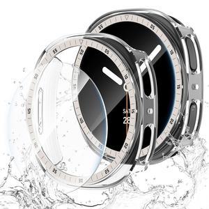 삼성 갤럭시 워치 8용 케이스 화면 보호기 40mm 44mm, 하드 PC 커버 + HD 김서림 방지 강화 유리 방수 보호 필름 전체 스케일 범퍼 8 40 44mm