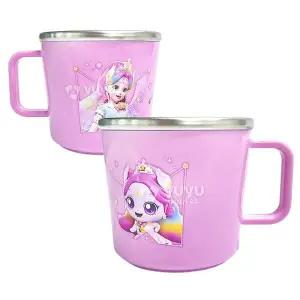 티니핑5 논슬립 스텐 물컵 오로라핑 220ml 1P 양치컵 캐릭터손잡이컵 캐릭터욕실컵