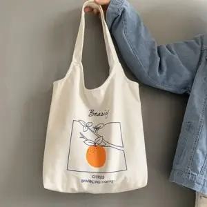 감성 일러스트 과일 프린트 에코백 데일리 숄더백 오렌지프린트