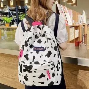 캐쥬얼백팩 밀크카우 캔버스 백팩 스쿨 대용량 학생가방