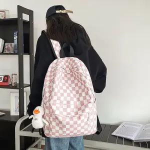 캐쥬얼백팩 체커보드 캐주얼 백팩 핑크 데일리 가벼운 학생가방