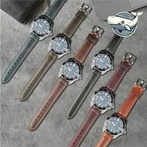 가죽 시계줄 스트랩 22mm 세련된 라이트블랙 가죽시계줄 시계밴드 시계스트랩
