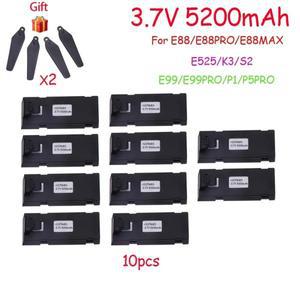 3.7V E88 5200mAh 충전식 리튬 이온 배터리 RC 드론 E88PRO E99 P1 K3 A13 S98 E525 쿼드콥터
