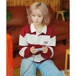 코드그라피 CGP 스트라이프 럭비 맨투맨_다크 레드 850413