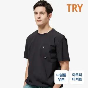 TRY 남성 쿨 액티브 우븐소재 아우터 라운드 티셔츠