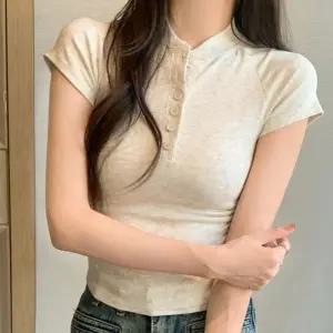 G126616_ 헨리넥 버튼 스판 옆스트링 반팔티