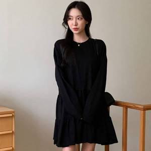 [디작소]여성 지네프 루즈핏 캉캉 긴팔 미니원피스