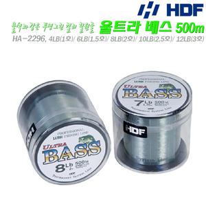 [HDF]울트라 배스 500m 4LB(1호)-12LB(3호).수중물색과 동일한 투명그린 컬러 세미프로로/하프싱킹 타입 고강도 모노라인/릴줄/원줄.민물루어/유료좌대.붕어/쏘가리/송어