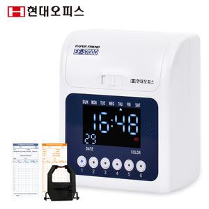 [현대오피스] 출퇴근기록기 EF-5700D+카드100매 6란인자 디지털방식 지각/조퇴표시 멜로디 알람기능
