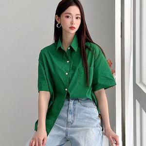[제이0](5color) 비비드 카라 반팔 남방 셔츠