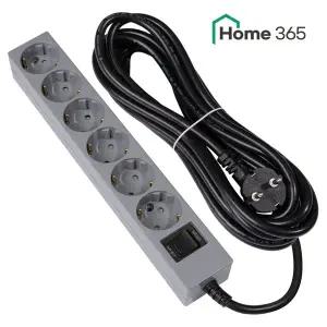 [Home365]홈365 국산 과부하차단 멀티탭 6구 5m 그레이 블랙 / 16A 콘센트 멀티콘센트