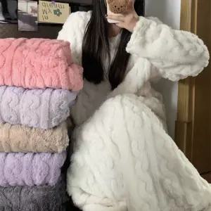 할인바이할인 소프트꽈배기 극세사 루즈핏 롱원피스 수면잠옷 컬러5종