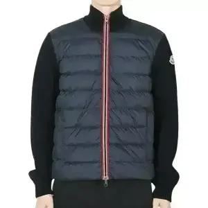 디몬트 몽클레어 남성 로고 패치 패디드 니트 집업 자켓(네이비) 9B00006 M1367 779